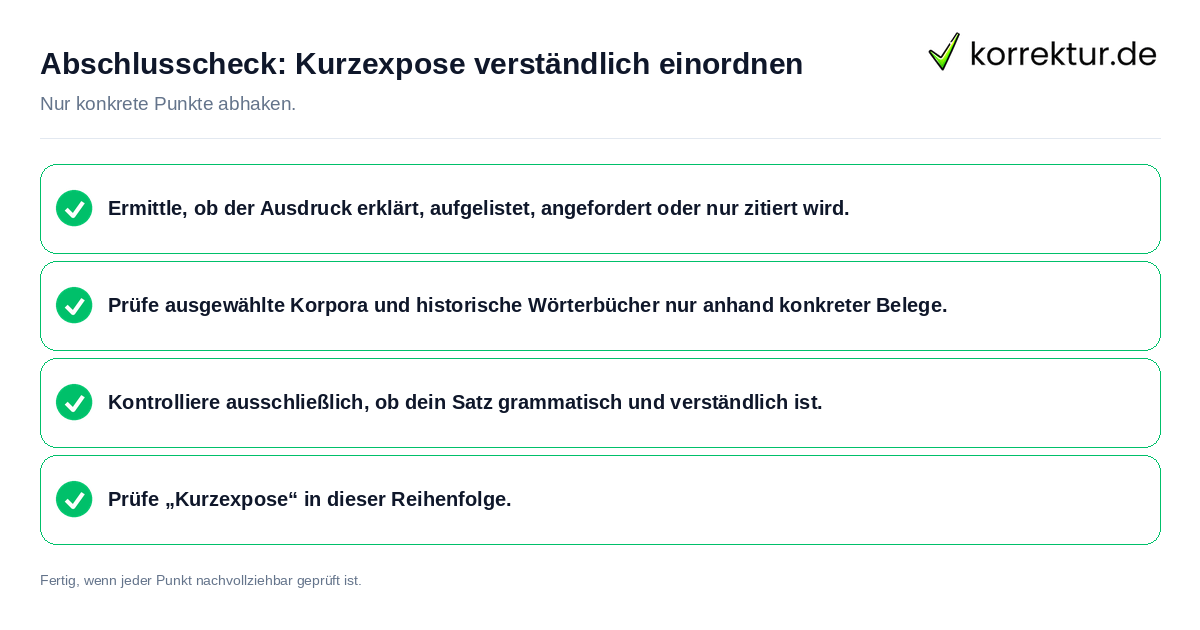 Konkreter Abschlusscheck zu Kurzexpose verständlich einordnen