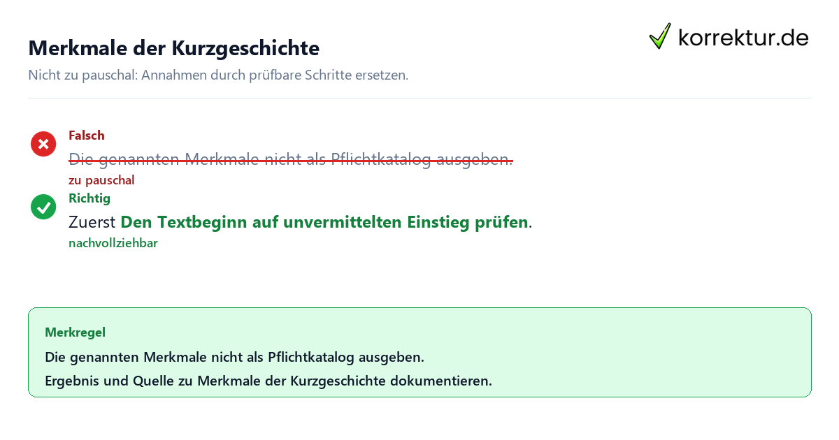 Merkmale der Kurzgeschichte Ungeeignete und belastbare Vorgehensweise bei Merkmale der Kurzgeschichte