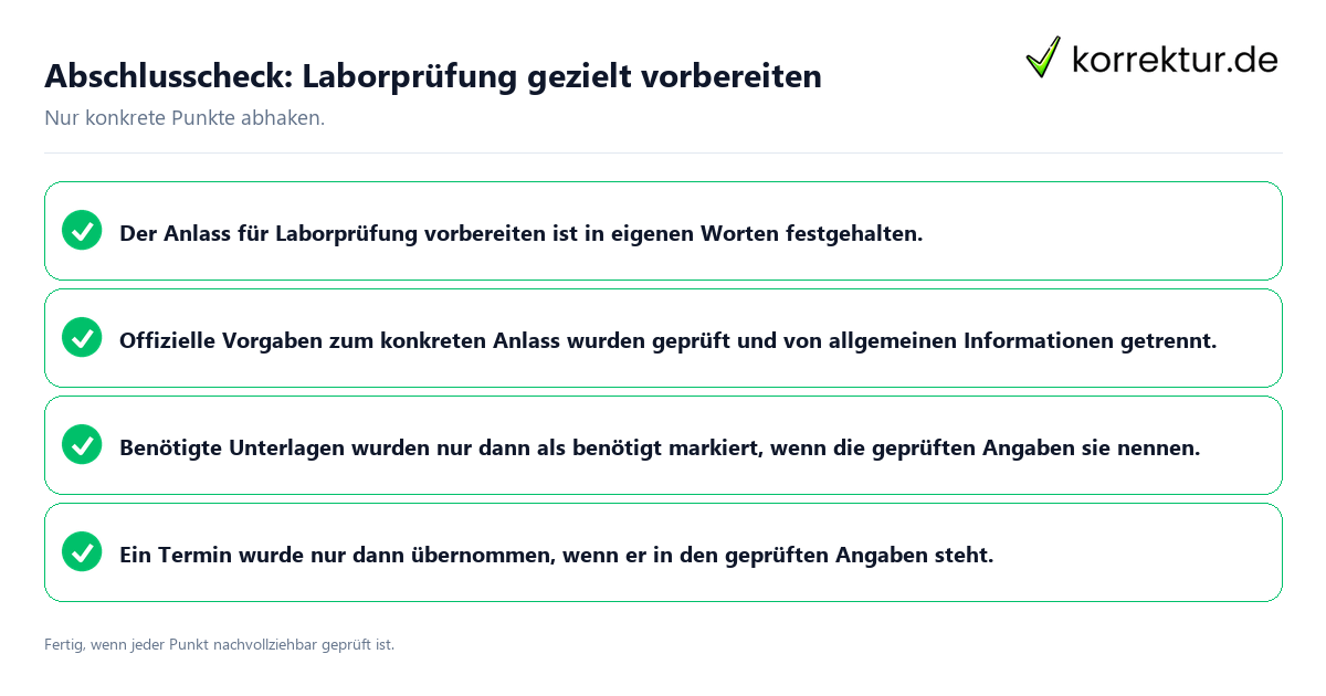 Konkreter Abschlusscheck zu Laborprüfung gezielt vorbereiten