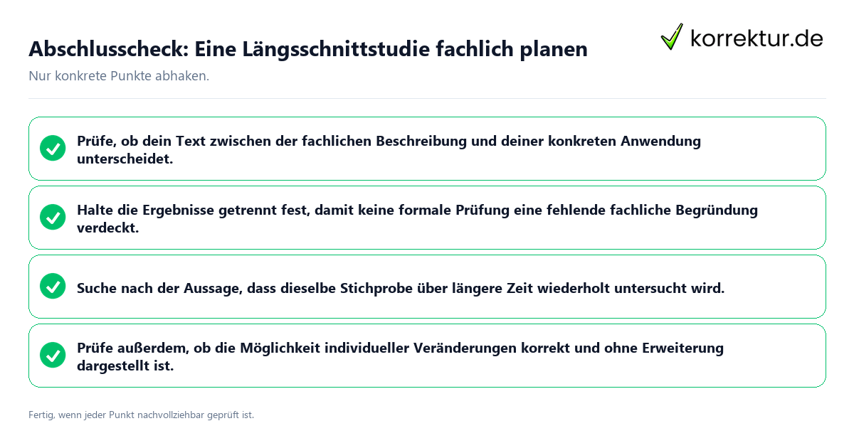 Konkreter Abschlusscheck zu Eine Längsschnittstudie fachlich planen