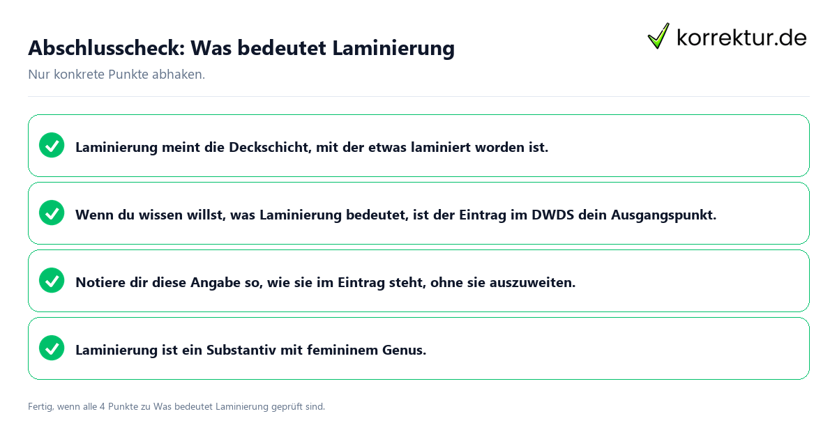 Abschlusscheck: Was bedeutet Laminierung Konkreter Abschlusscheck zu Was bedeutet Laminierung