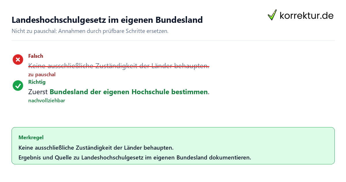Ungeeignete und belastbare Vorgehensweise bei Landeshochschulgesetz im eigenen Bundesland