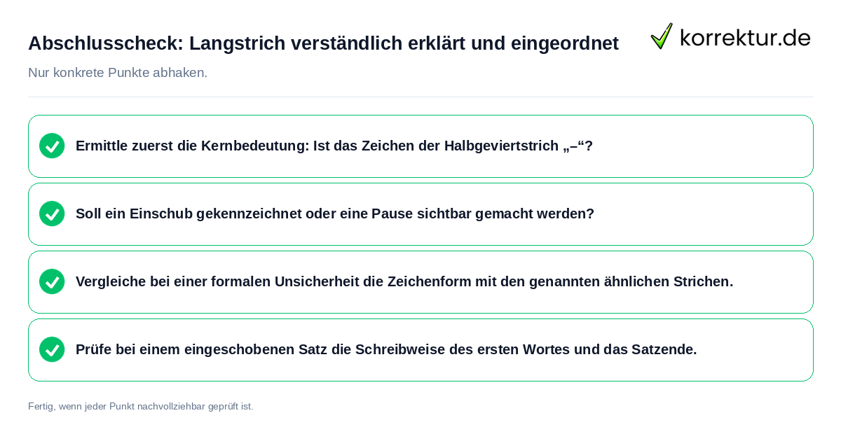 Abschlusscheck: Langstrich verständlich erklärt und eingeordnet Konkreter Abschlusscheck zu Langstrich verständlich erklärt und eingeordnet