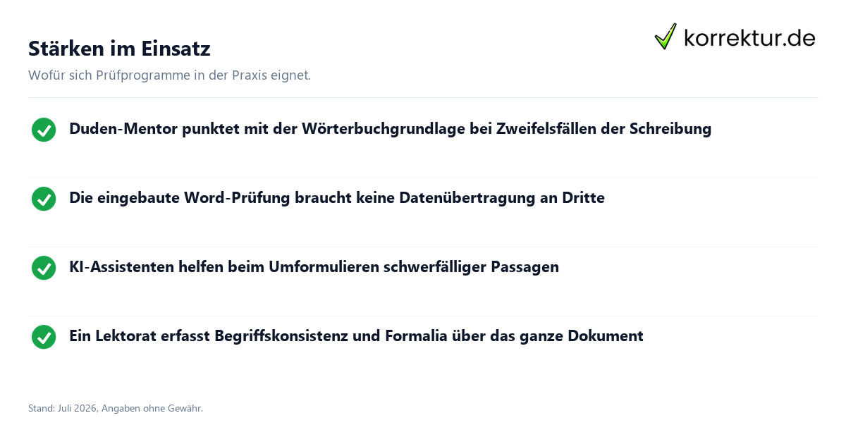 Stärken im Einsatz Alternativen zu LanguageTool sachlich verglichen: Stärken im Überblick