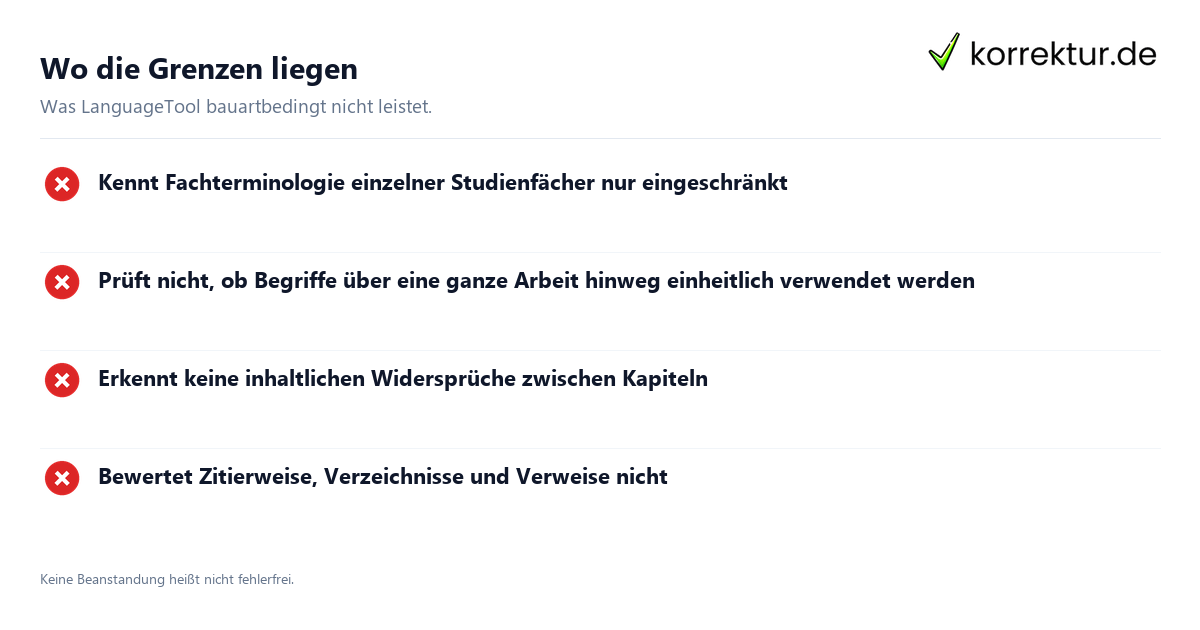 Wo die Grenzen liegen LanguageTool im Test: Erfahrungen aus der Praxis: Grenzen im Überblick