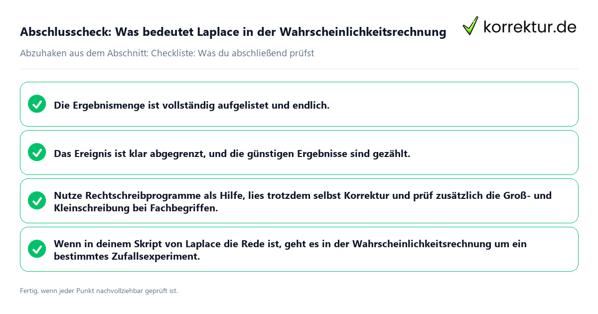 Konkreter Abschlusscheck zu Was bedeutet Laplace in der Wahrscheinlichkeitsrechnung