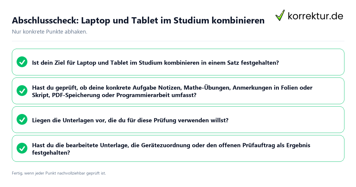 Abschlusscheck: Laptop und Tablet im Studium kombinieren Konkreter Abschlusscheck zu Laptop und Tablet im Studium kombinieren