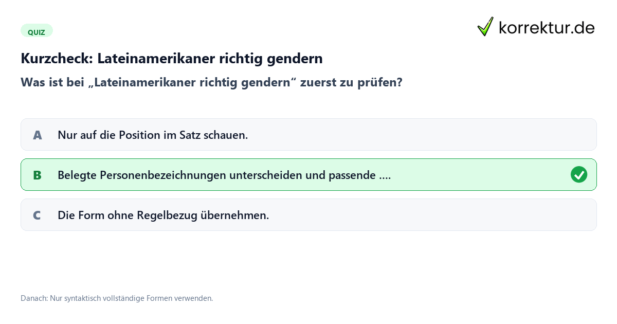 Lateinamerikaner richtig gendern mit einem Kurzquiz zum sinnvollen nächsten Schritt