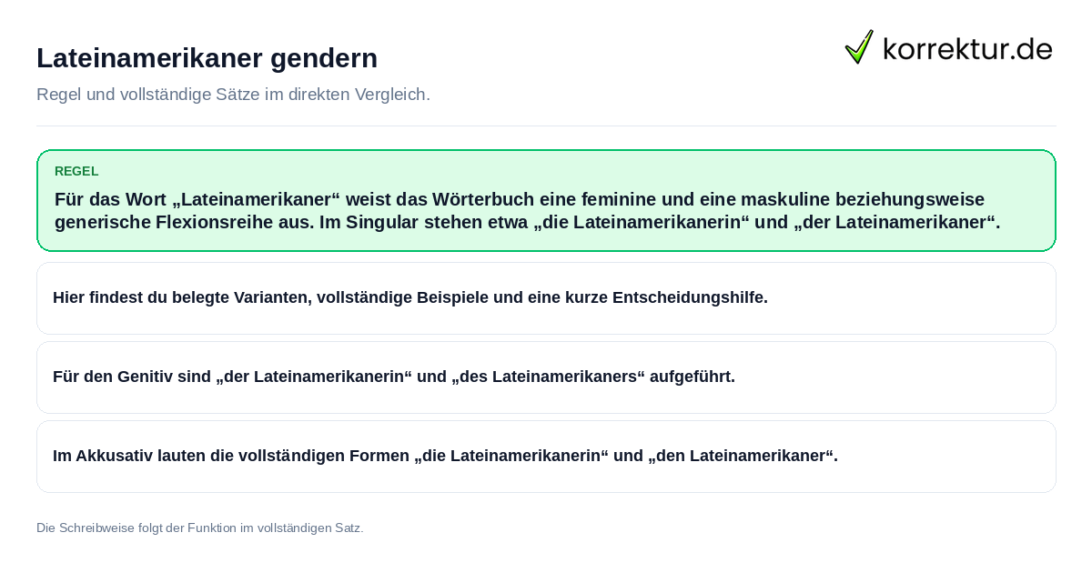 Lateinamerikaner gendern Konkrete Regel und vollständige Beispielsätze zu Lateinamerikaner gendern