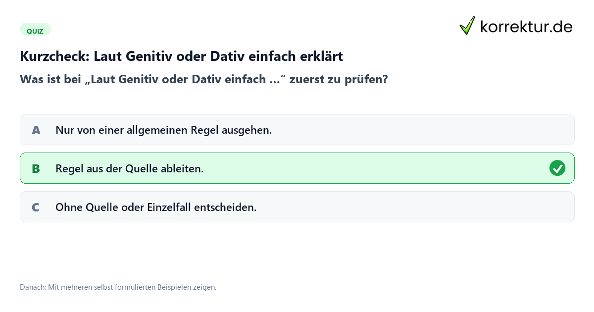 Laut Genitiv oder Dativ einfach erklärt mit einem Kurzquiz zum sinnvollen nächsten Schritt
