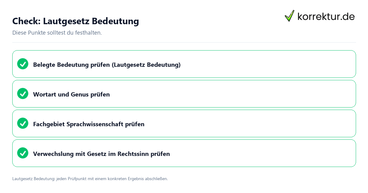Check: Lautgesetz Bedeutung Lautgesetz Bedeutung mit einer themenspezifischen Checkliste