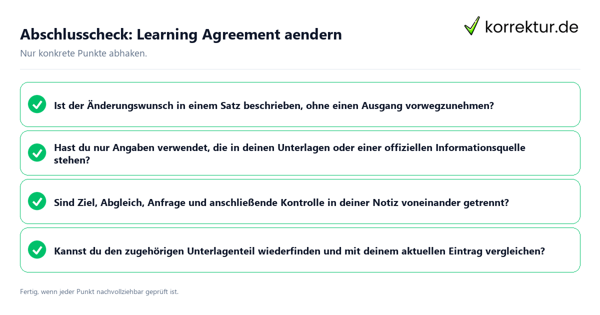 Konkreter Abschlusscheck zu Learning Agreement aendern