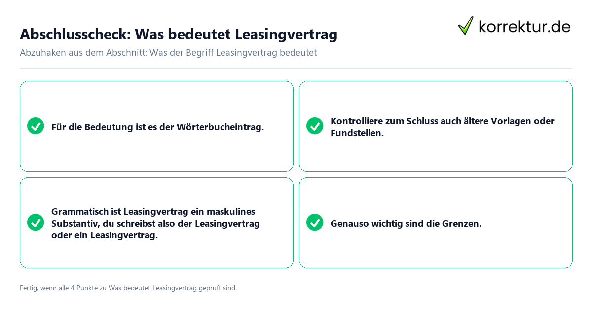 Konkreter Abschlusscheck zu Was bedeutet Leasingvertrag