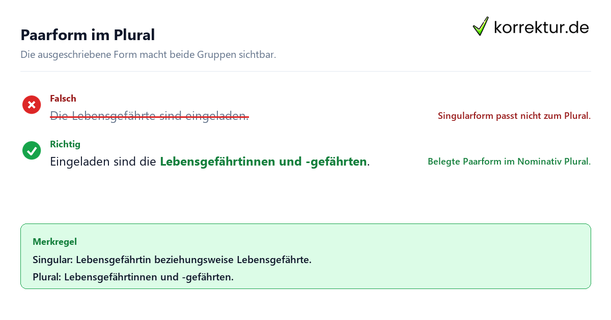 Paarform im Plural Lebensgefährte richtig gendern: Paarform im Plural korrekt verwenden