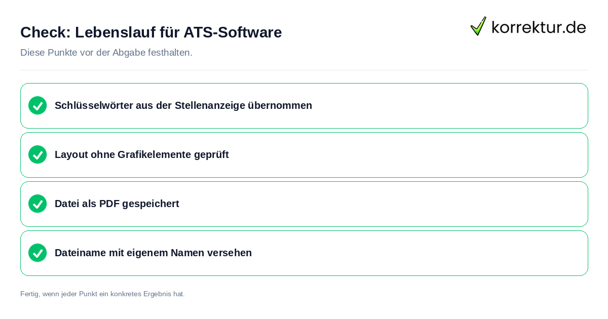 Lebenslauf für ATS-Software: Prüfliste mit vier Punkten