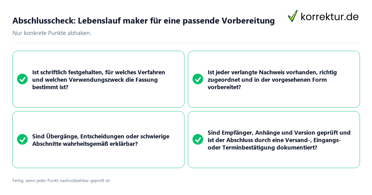 Abschlusscheck: Lebenslauf maker für eine passende Vorbereitung Konkreter Abschlusscheck zu Lebenslauf maker für eine passende Vorbereitung