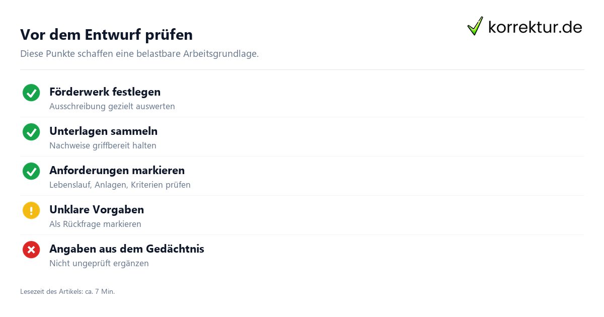 Vor dem Entwurf prüfen Checkliste: So gehst du deinen Lebenslauf für ein Stipendium an