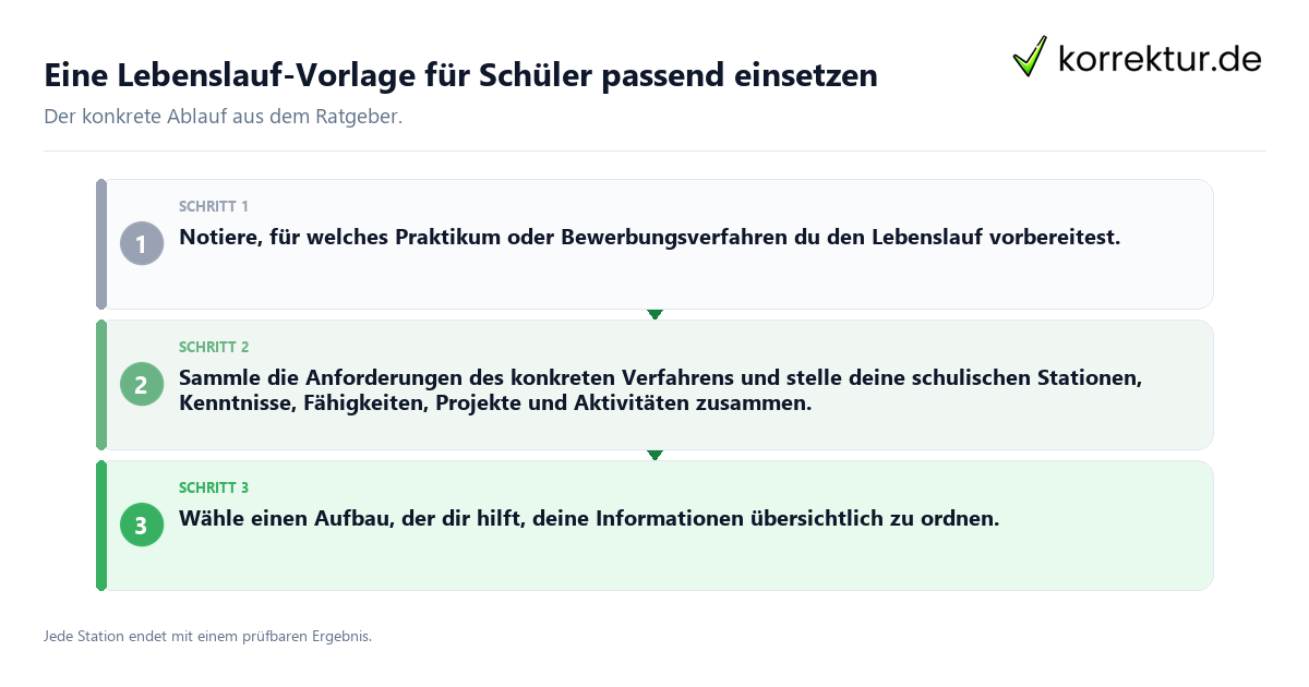 Konkrete Schritte zu Eine Lebenslauf-Vorlage für Schüler passend einsetzen