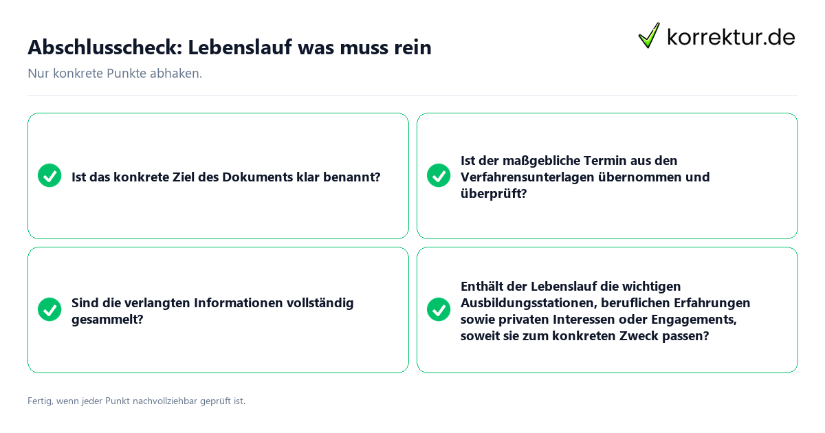 Abschlusscheck: Lebenslauf was muss rein Konkreter Abschlusscheck zu Lebenslauf was muss rein