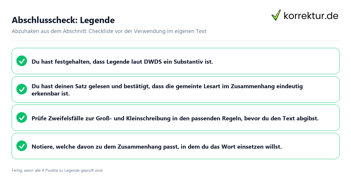 Konkreter Abschlusscheck zu Legende