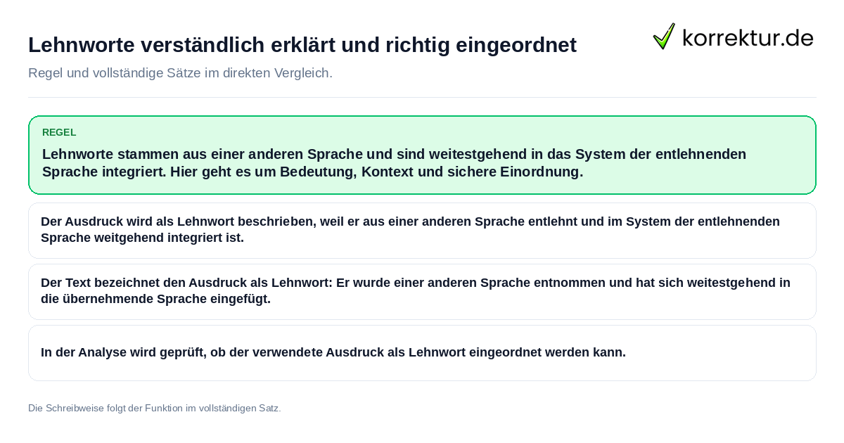 Lehnworte verständlich erklärt und richtig eingeordnet Konkrete Regel und vollständige Beispielsätze zu Lehnworte verständlich erklärt und richtig