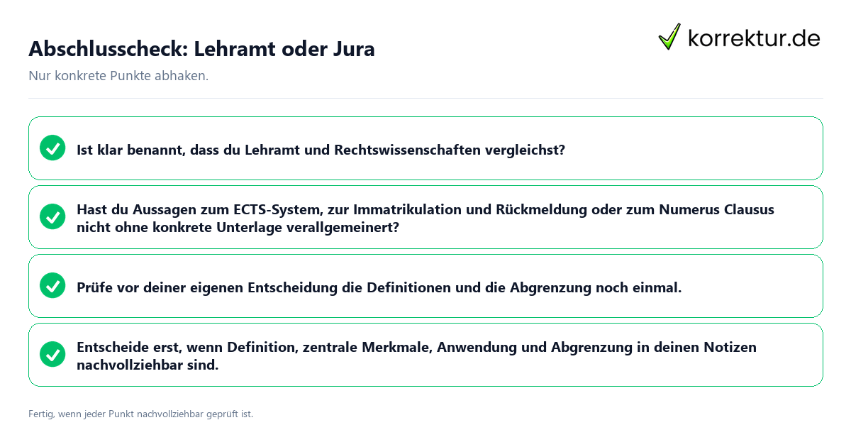 Abschlusscheck: Lehramt oder Jura Konkreter Abschlusscheck zu Lehramt oder Jura