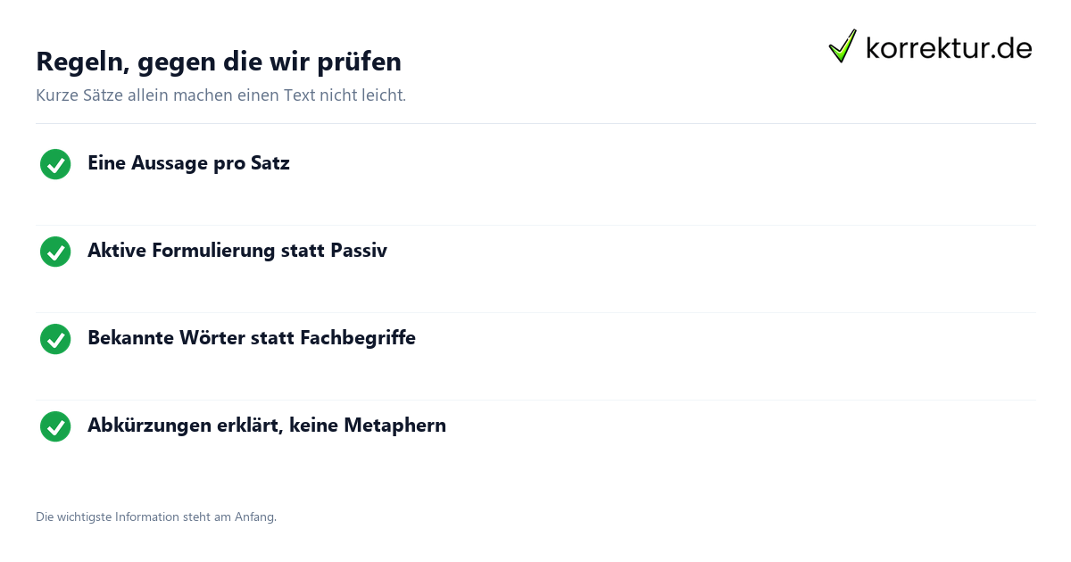 Regeln, gegen die wir prüfen Leichte Sprache: Regeln in der Kontrolle