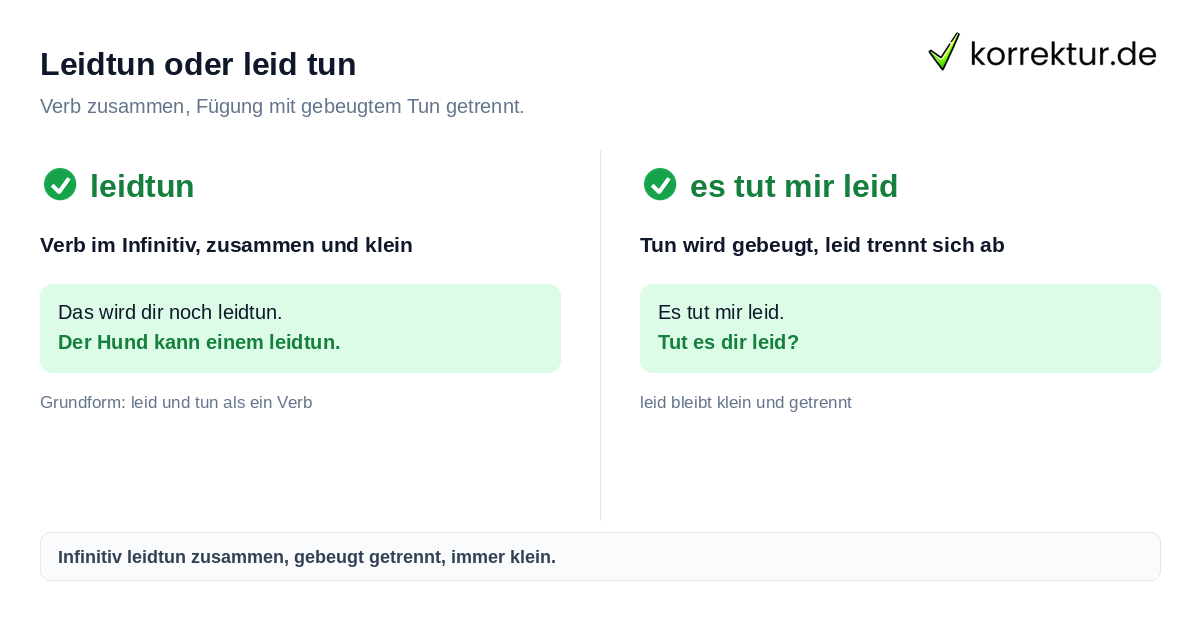 Leidtun oder leid tun: Vergleich der richtigen Schreibweise