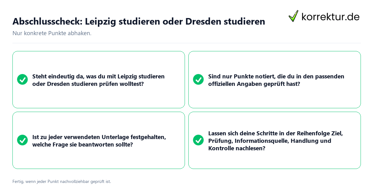 Konkreter Abschlusscheck zu Leipzig studieren oder Dresden studieren