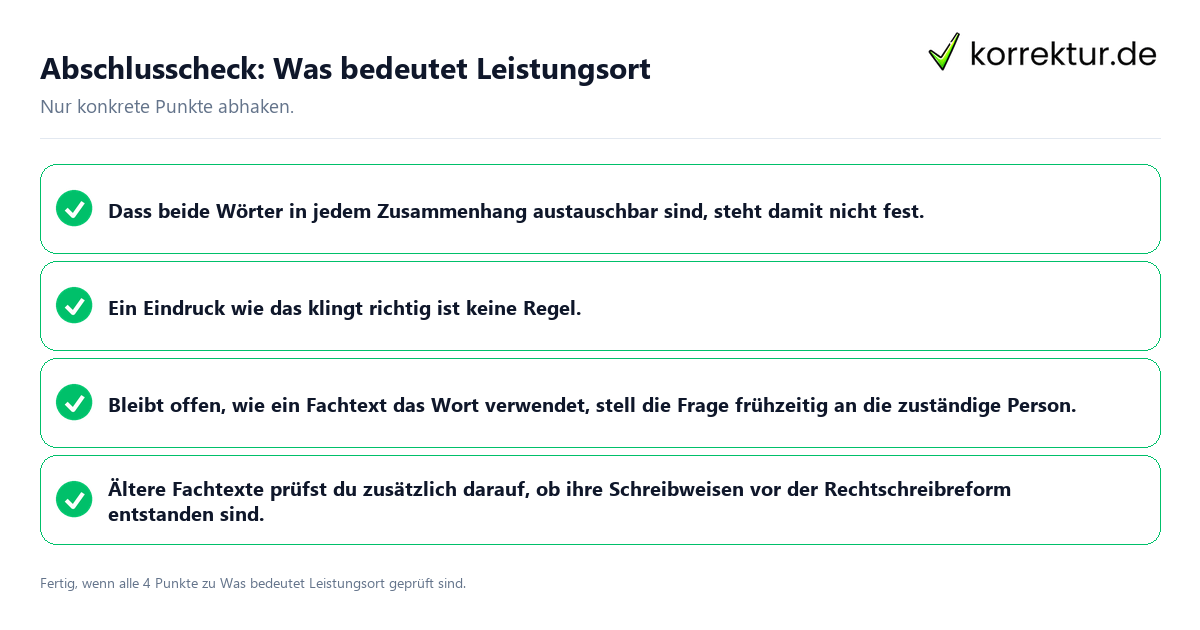 Abschlusscheck: Was bedeutet Leistungsort Konkreter Abschlusscheck zu Was bedeutet Leistungsort