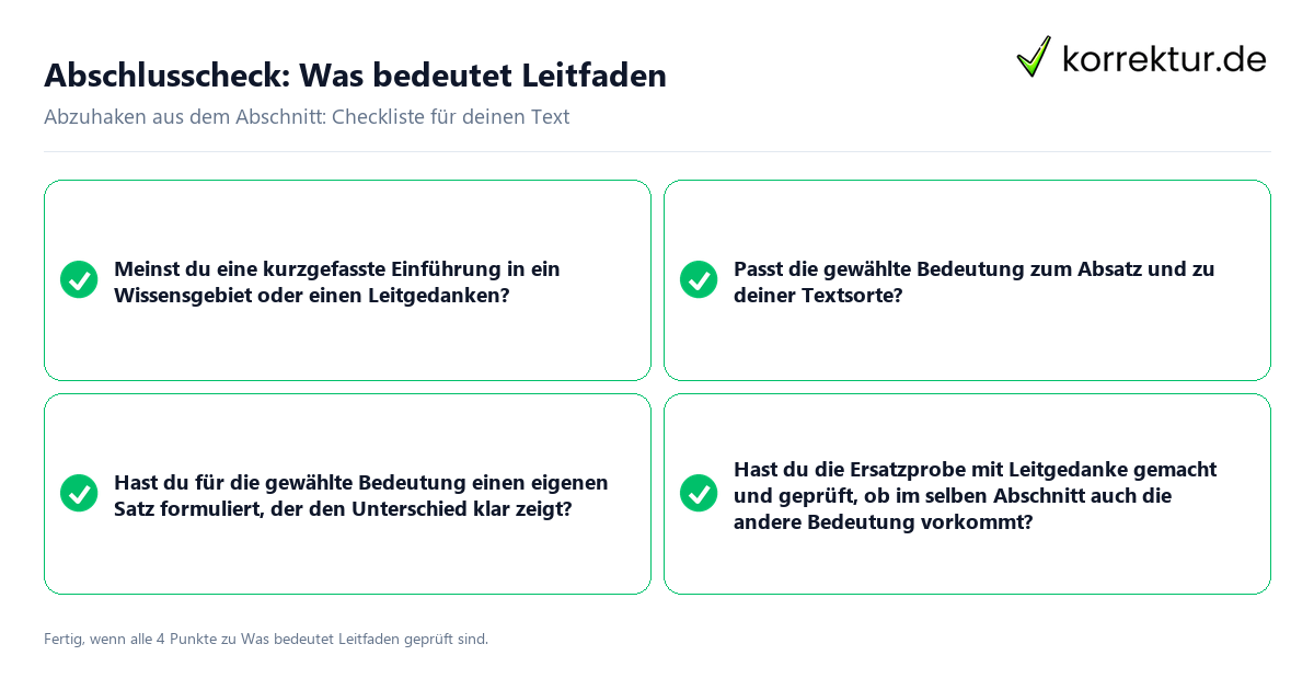 Abschlusscheck: Was bedeutet Leitfaden Konkreter Abschlusscheck zu Was bedeutet Leitfaden