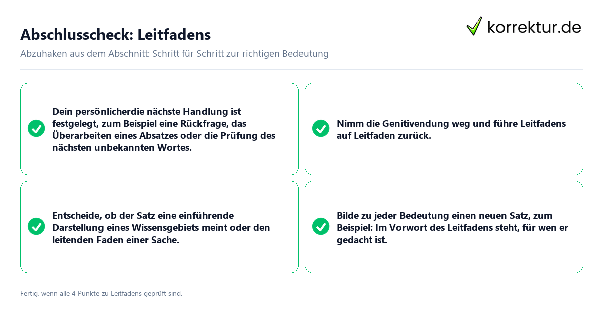 Konkreter Abschlusscheck zu Leitfadens