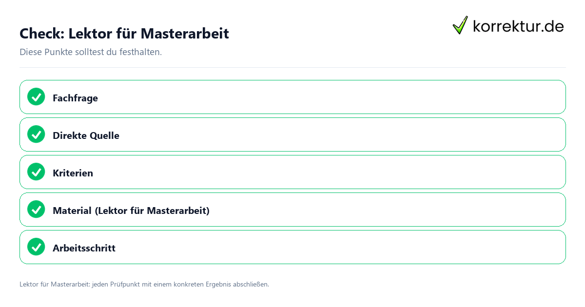 Lektor für Masterarbeit mit einer themenspezifischen Checkliste