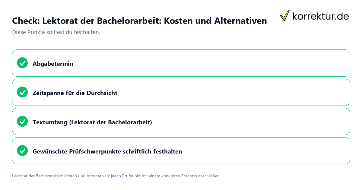 Kosten für das Lektorat der Bachelorarbeit: Alternativen mit einer themenspezifischen Checkliste