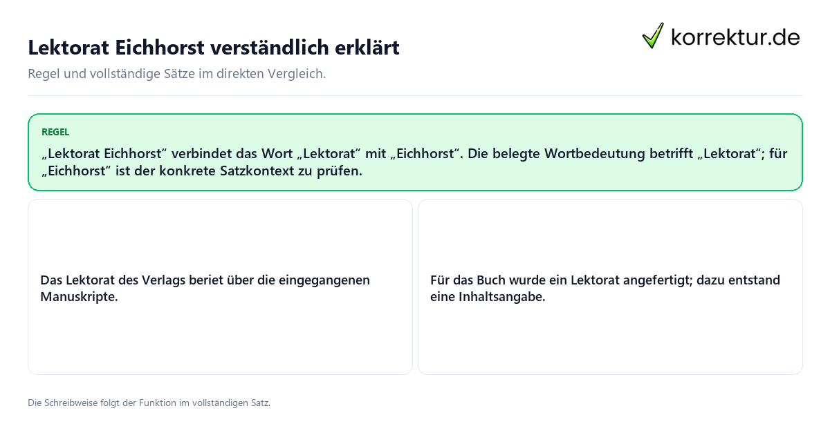 Konkrete Regel und vollständige Beispielsätze zu Lektorat Eichhorst verständlich erklärt