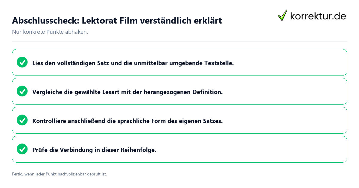 Konkreter Abschlusscheck zu Lektorat Film verständlich erklärt