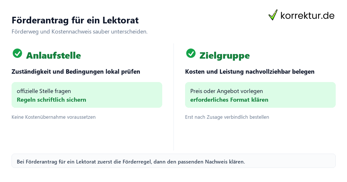 Förderantrag für ein Lektorat Förderantrag für ein Lektorat: Förderweg und Kostennachweis im Vergleich