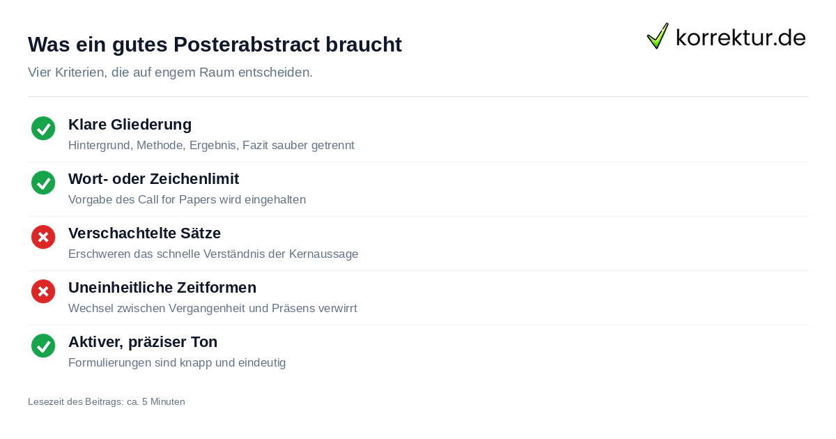Was ein gutes Posterabstract braucht Lektorat für Konferenzbeiträge und Posterabstracts: Worauf es beim Abstract ankommt