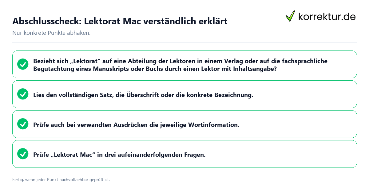 Konkreter Abschlusscheck zu Lektorat Mac verständlich erklärt