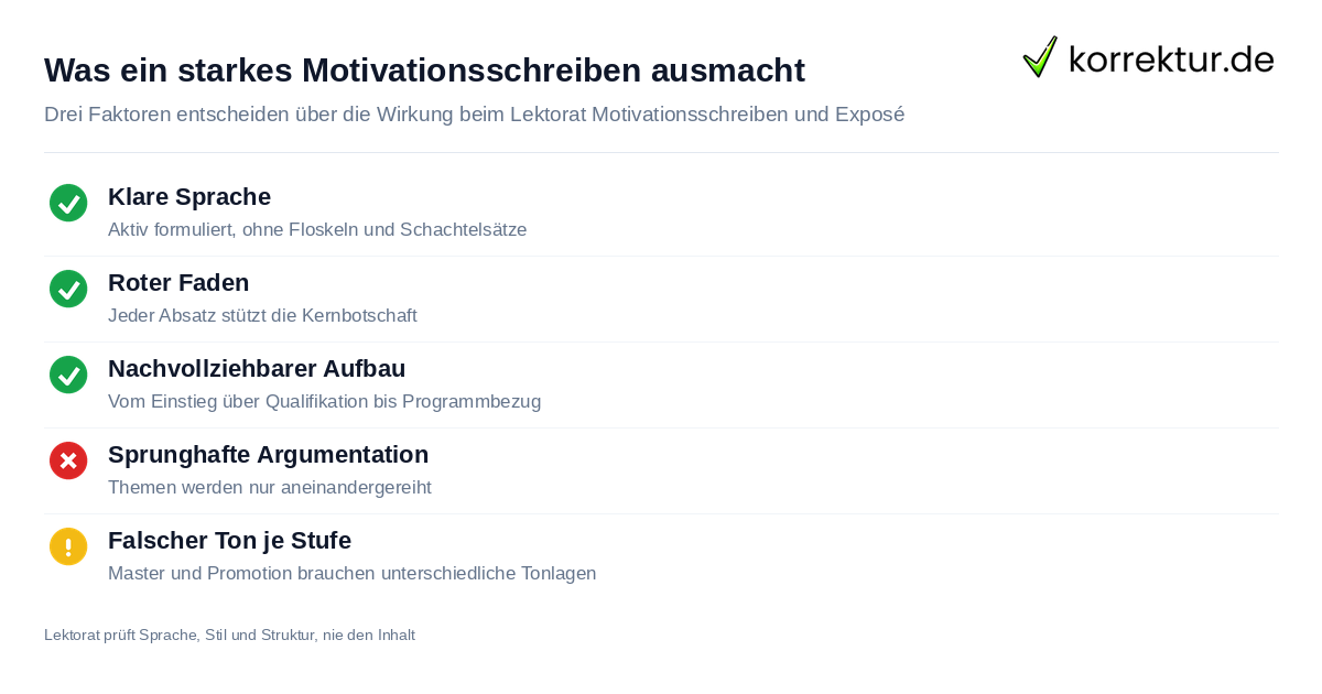 Lektorat Motivationsschreiben und Exposé: Kriterien für einen überzeugenden Text