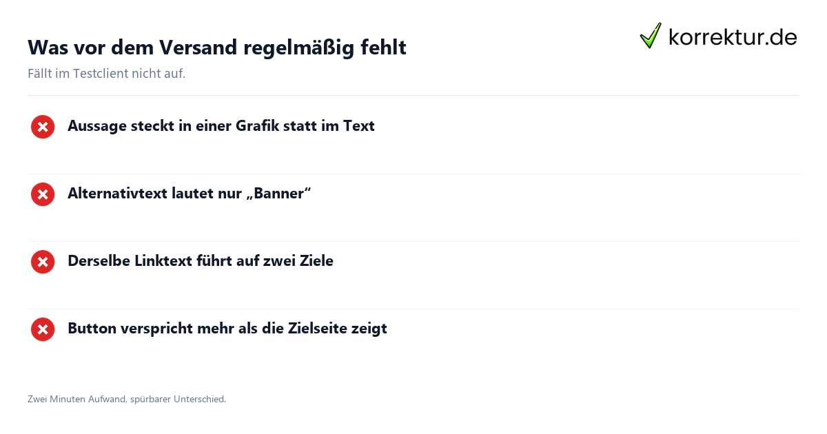 Newsletter-Lektorat: typische Fehlstellen vor dem Versand