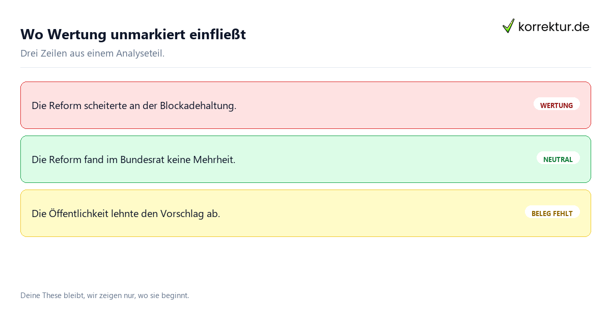 Politikwissenschaft: Wertung im Analyseteil