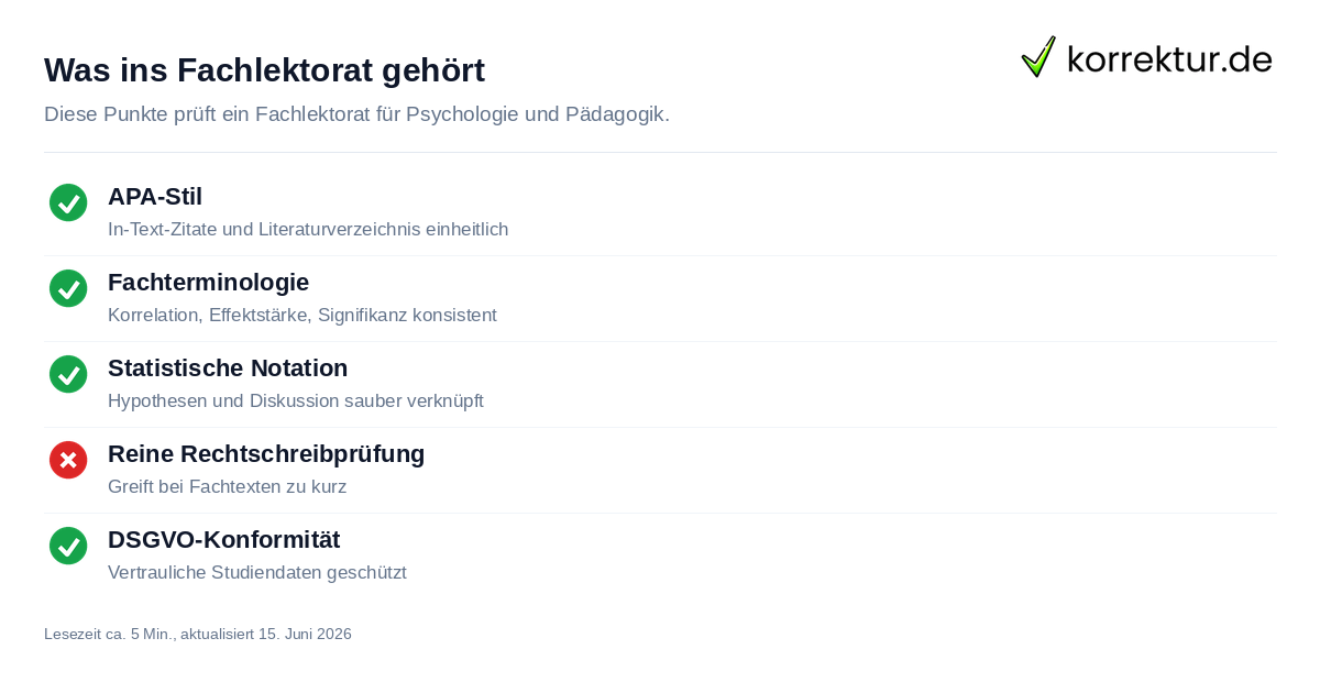 Lektorat Psychologie und Pädagogik: Kriterien für Fachlektorat