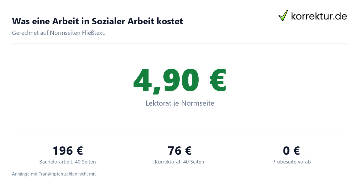 Soziale Arbeit: Preisbeispiele