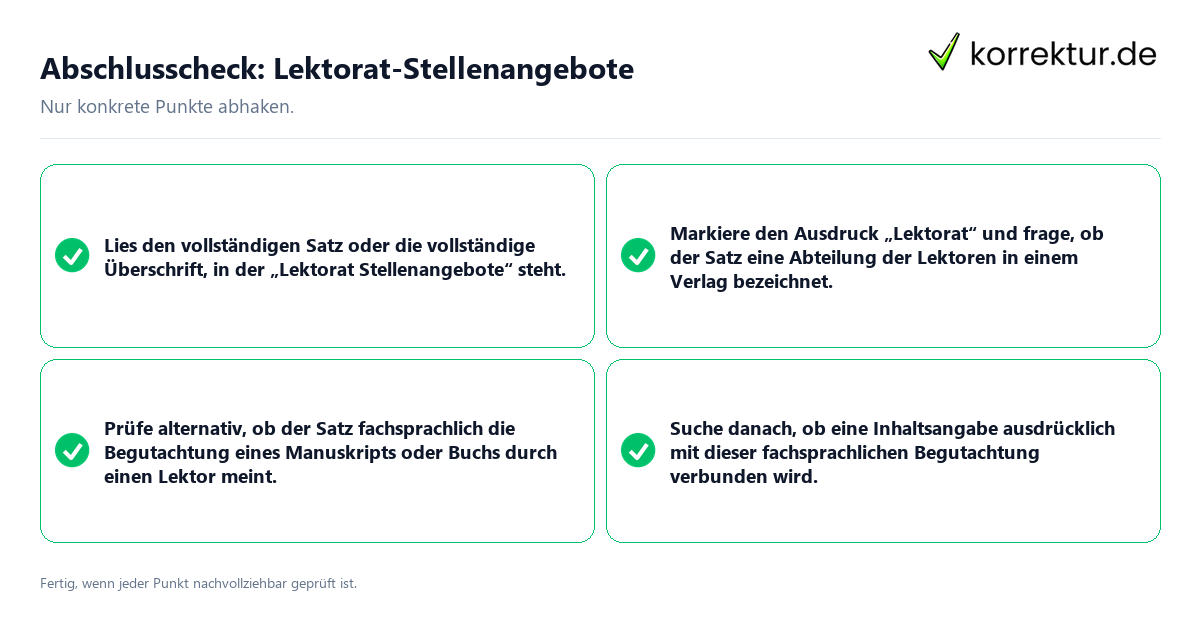 Abschlusscheck: Lektorat-Stellenangebote Konkreter Abschlusscheck zu Lektorat-Stellenangebote