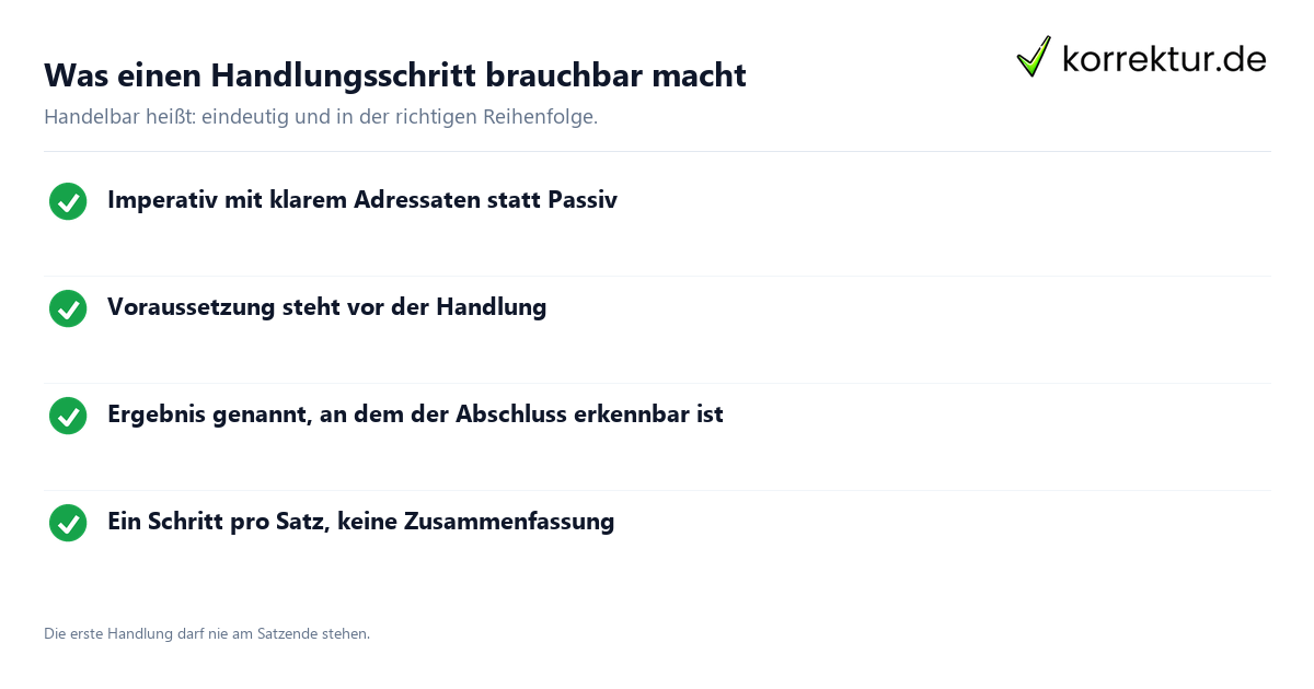 Technische Dokumentation: Aufbau von Handlungsschritten