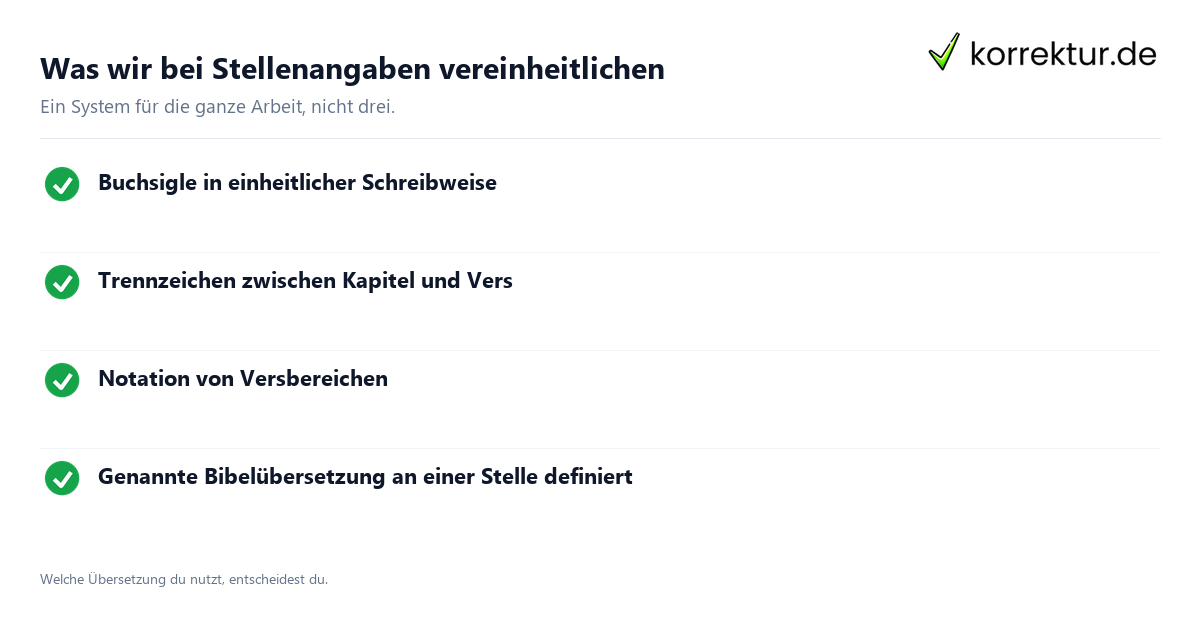 Was wir bei Stellenangaben vereinheitlichen Theologie-Lektorat: einheitliche Stellenangaben