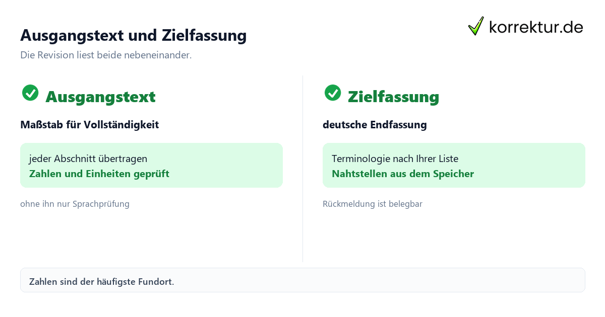 Ausgangstext und Zielfassung Zweitlektorat: Ausgangstext und Zielfassung