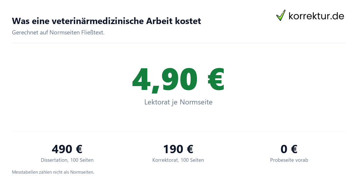 Veterinärmedizin-Lektorat: Preisbeispiele