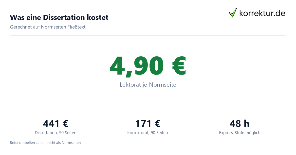 Was eine Dissertation kostet Zahnmedizin-Lektorat: Preisbeispiele